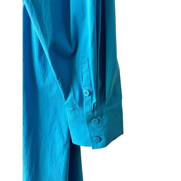 Eloquii Poplin Twofer Shirtdress Front Placket Long Sleeve Mini Size 18 Blue - Picture 9 of 16